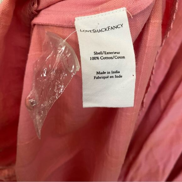 LOVESHACKFANCY Puff Sleeve Maxi Dress feminine  Preppy Pink Plaid Layered XS 0 - Picture 8 of 10